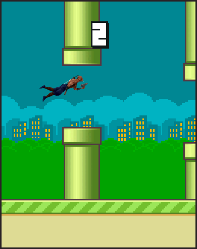FlappyWang (Browser) screenshot: Trying to make it through the openings