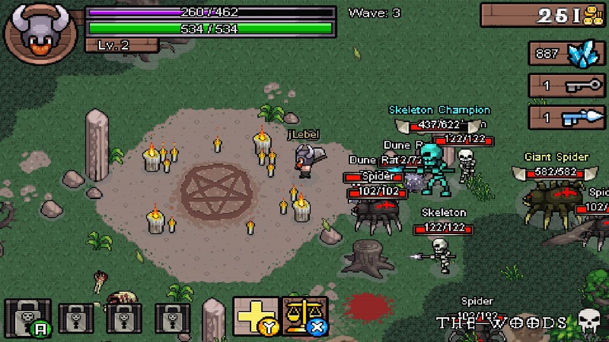 Hero Siege (Windows) screenshot: This play style is often referred to by gamers as kiting which can be seen easily by the horde of following monsters.