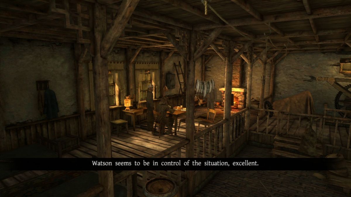 The Testament of Sherlock Holmes (PlayStation 3) screenshot: While Watson is keeping the badguys cornered, I can freely explore the upper floor.