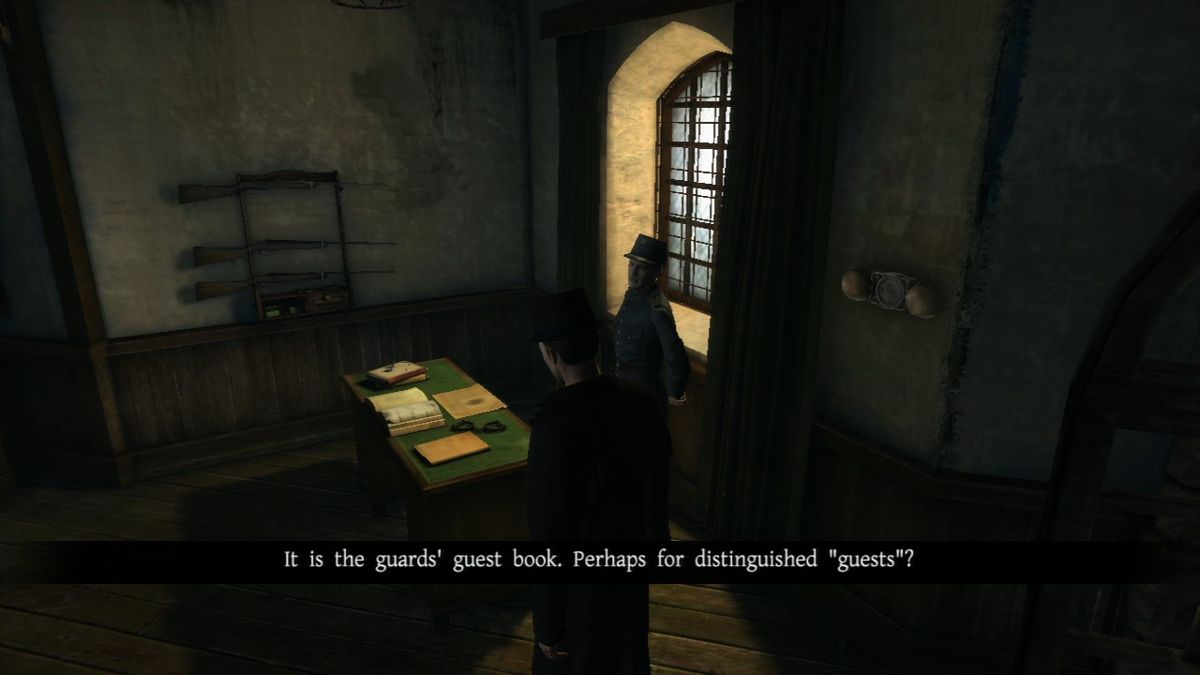 The Testament of Sherlock Holmes (PlayStation 3) screenshot: Hm, let's see if a person of interest signed this guest book.