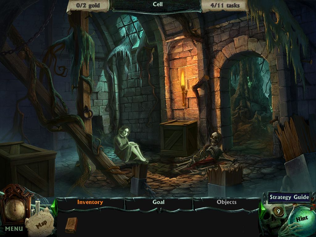 Curse at Twilight: Thief of Souls (iPad) screenshot: Sarah trapped in the cell