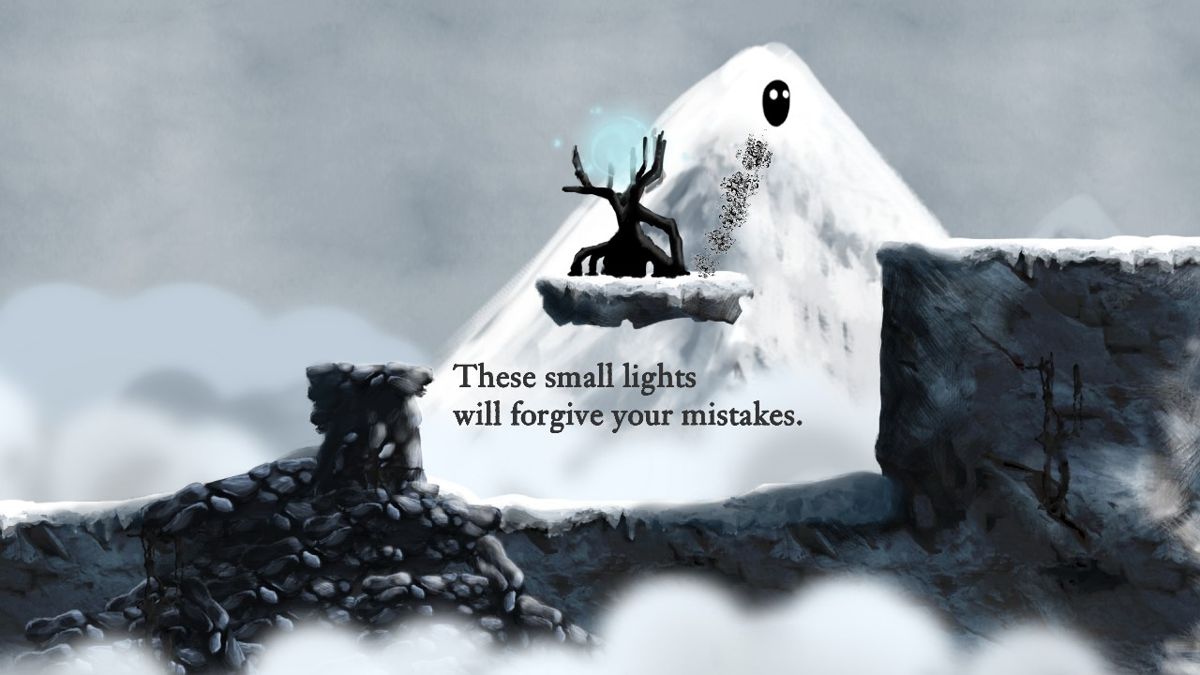 Nihilumbra (Windows) screenshot: These small, mistake-forgiving lights are the save points.