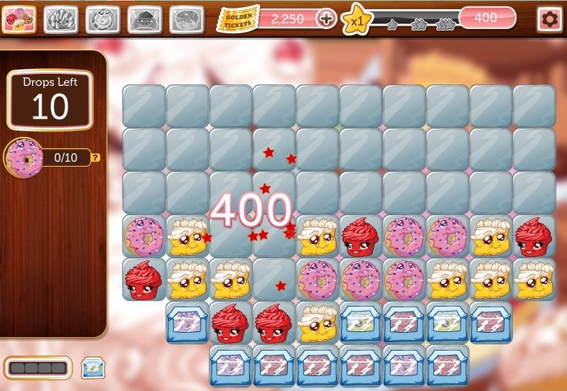 Bake Shop Drop (Browser) screenshot: Falling block pastries. Will gaming themes never cease to amaze? o_o