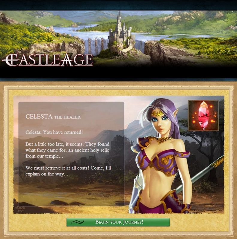 Castle Age (Browser) screenshot: Intro - Her Facebook profile picture (previous screenshot) looked much better. :p