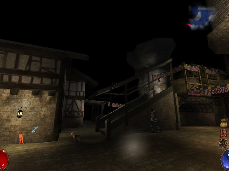 Arx Fatalis (Windows) screenshot: Welcome to the city of Arx! This is your "hub" location