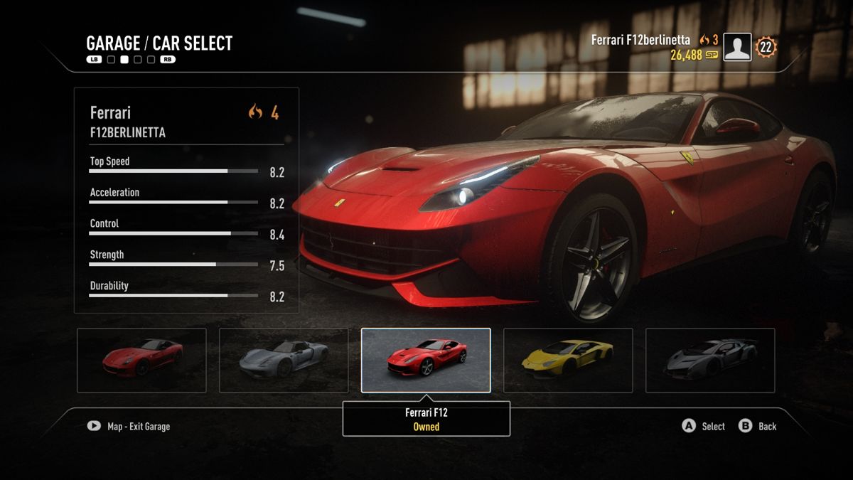 Need for Speed: Rivals (Windows) screenshot: Car selection screen