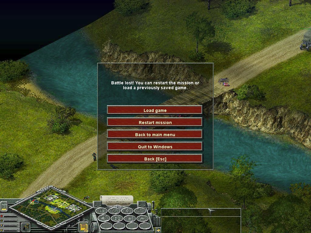 World War I (Windows) screenshot: UK release. Game Over! If at first you don't succeed there's always a restart option.