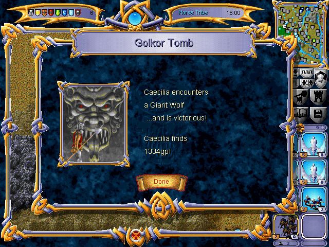 Warlords III: Darklords Rising (Windows) screenshot: Duel in tomb