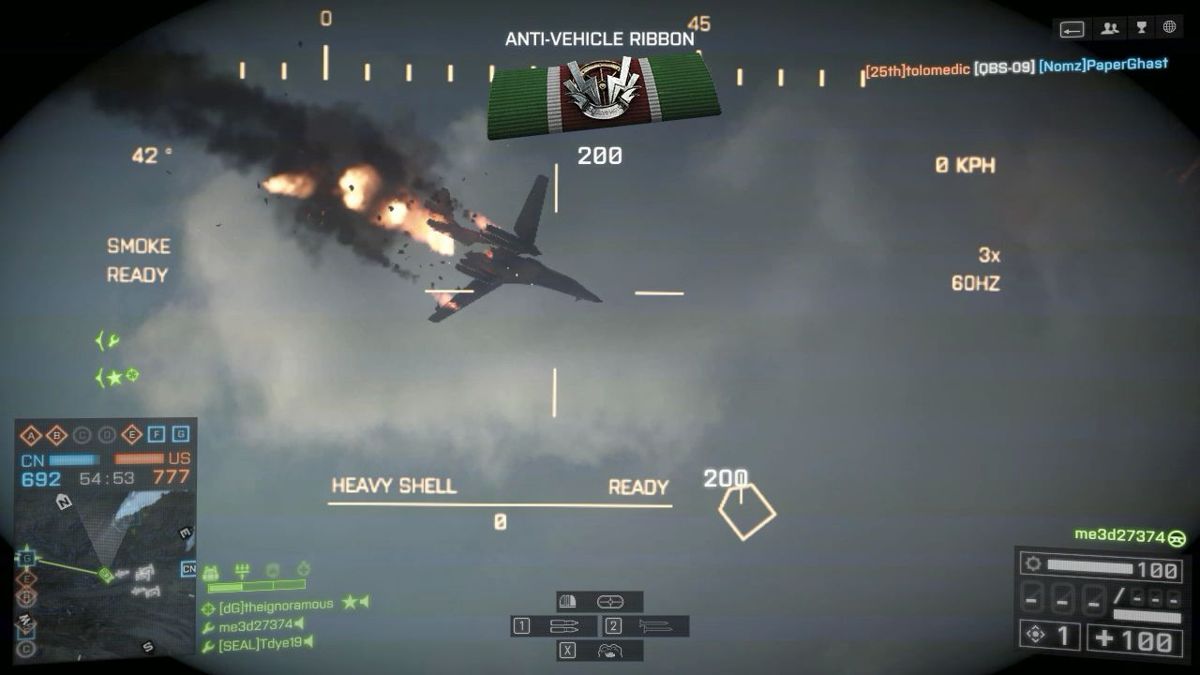 Battlefield 4: China Rising (Windows) screenshot: Shredding an enemy bomber with the Anti-Air!