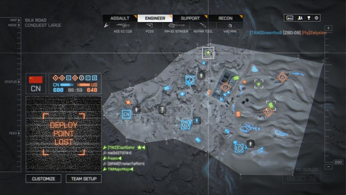 Battlefield 4: China Rising (Windows) screenshot: Silk Road deploy map