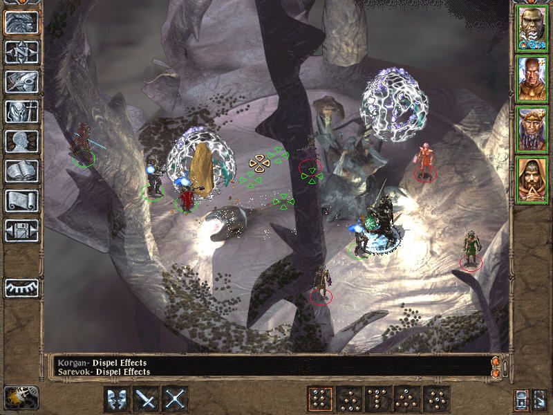 Baldur's Gate II: Throne of Bhaal (Windows) screenshot: A fierce battle in icy caverns