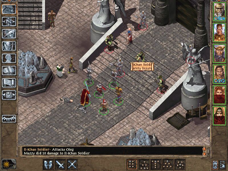 Baldur's Gate II: Throne of Bhaal (Windows) screenshot: Battle is raging in front of the palace. You've come to help!
