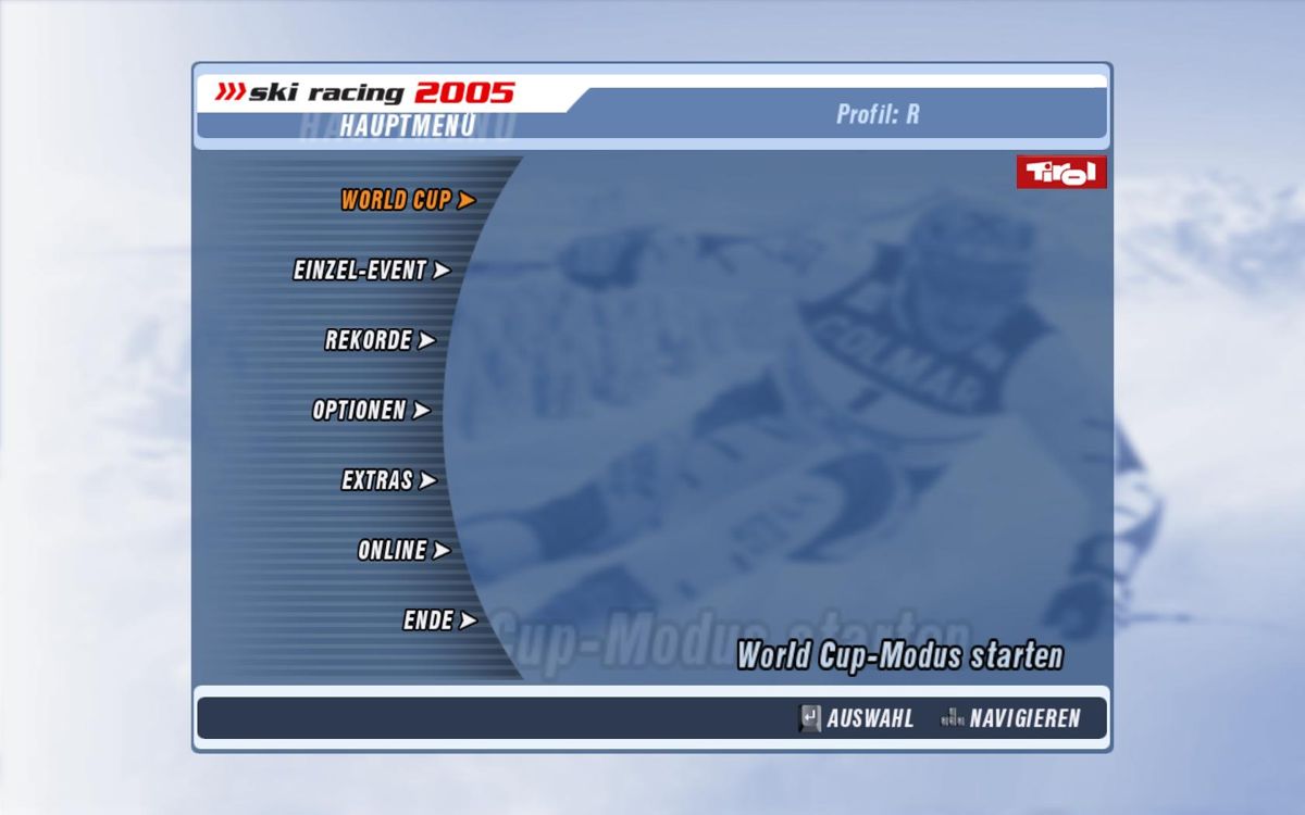 Ski Racing 2005: Featuring Hermann Maier (Windows) screenshot: Main screen