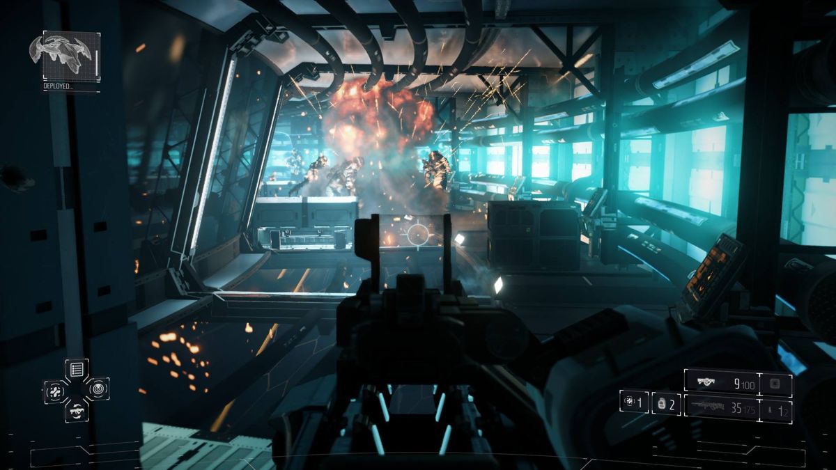 Killzone: Shadow Fall (PlayStation 4) screenshot: Taking out multiple enemies with a grenade.