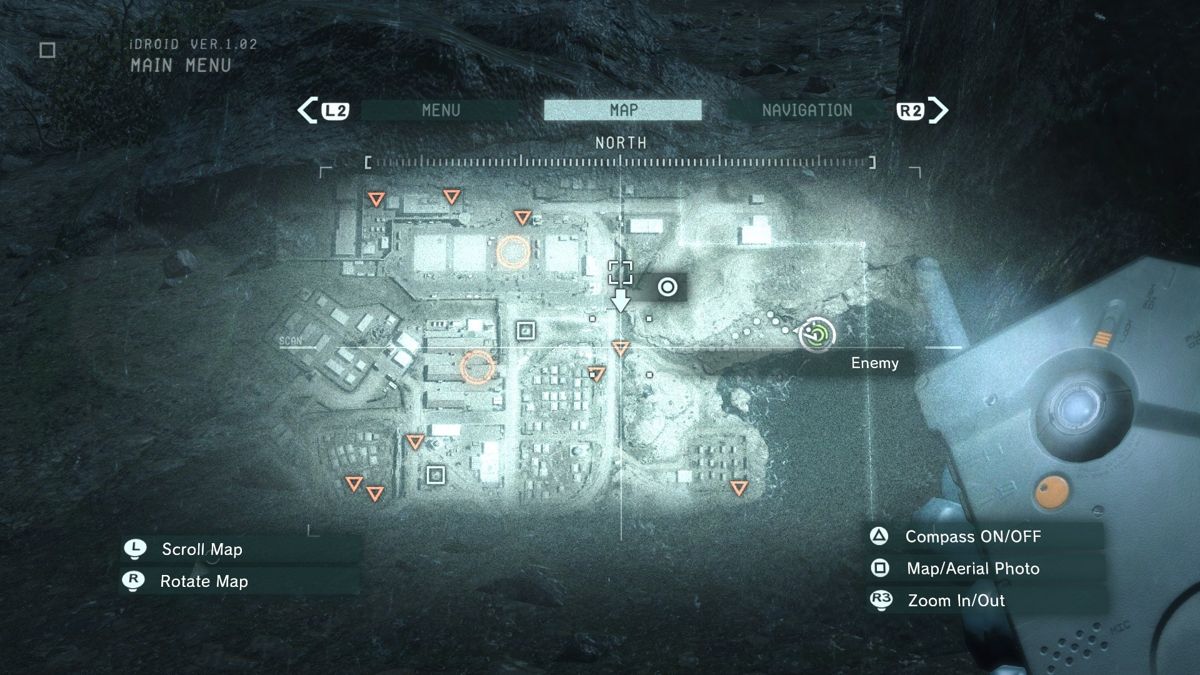 Metal Gear Solid V: Ground Zeroes (PlayStation 4) screenshot: Checking the mission map.