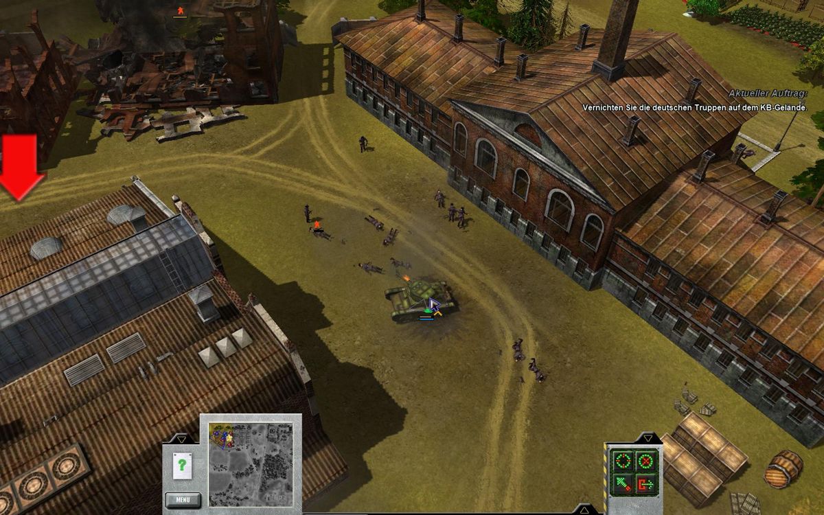 Cannon Strike (Windows) screenshot: battle by a Factory