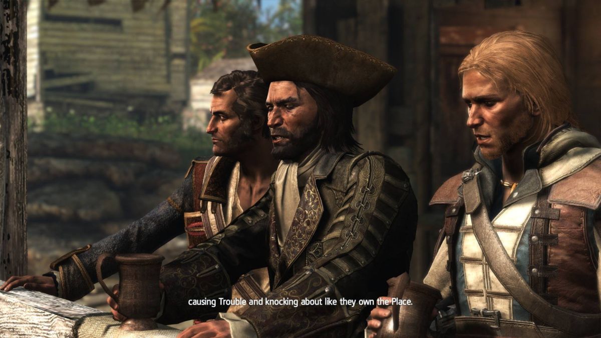 Assassin's Creed IV: Black Flag (PlayStation 4) screenshot: Edward and his fellow pirate captains.