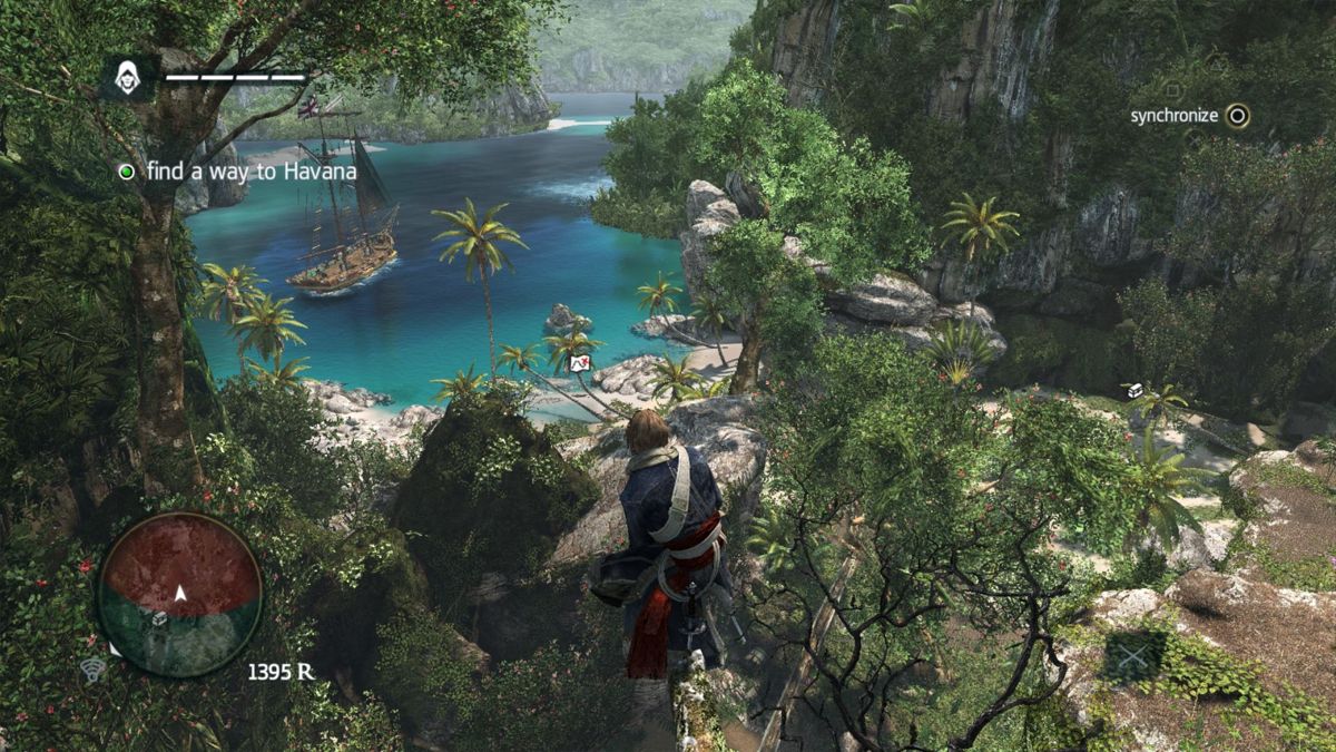 Assassin's Creed IV: Black Flag (PlayStation 4) screenshot: I guess that ship may well be my way off this island.