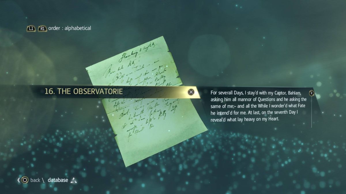 Assassin's Creed IV: Black Flag (PlayStation 4) screenshot: You can collect letters found in bottles on the beach.