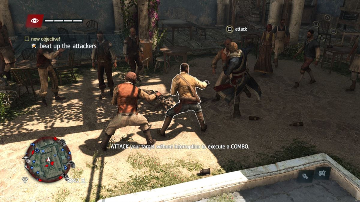 Assassin's Creed IV: Black Flag (PlayStation 4) screenshot: A brawl.