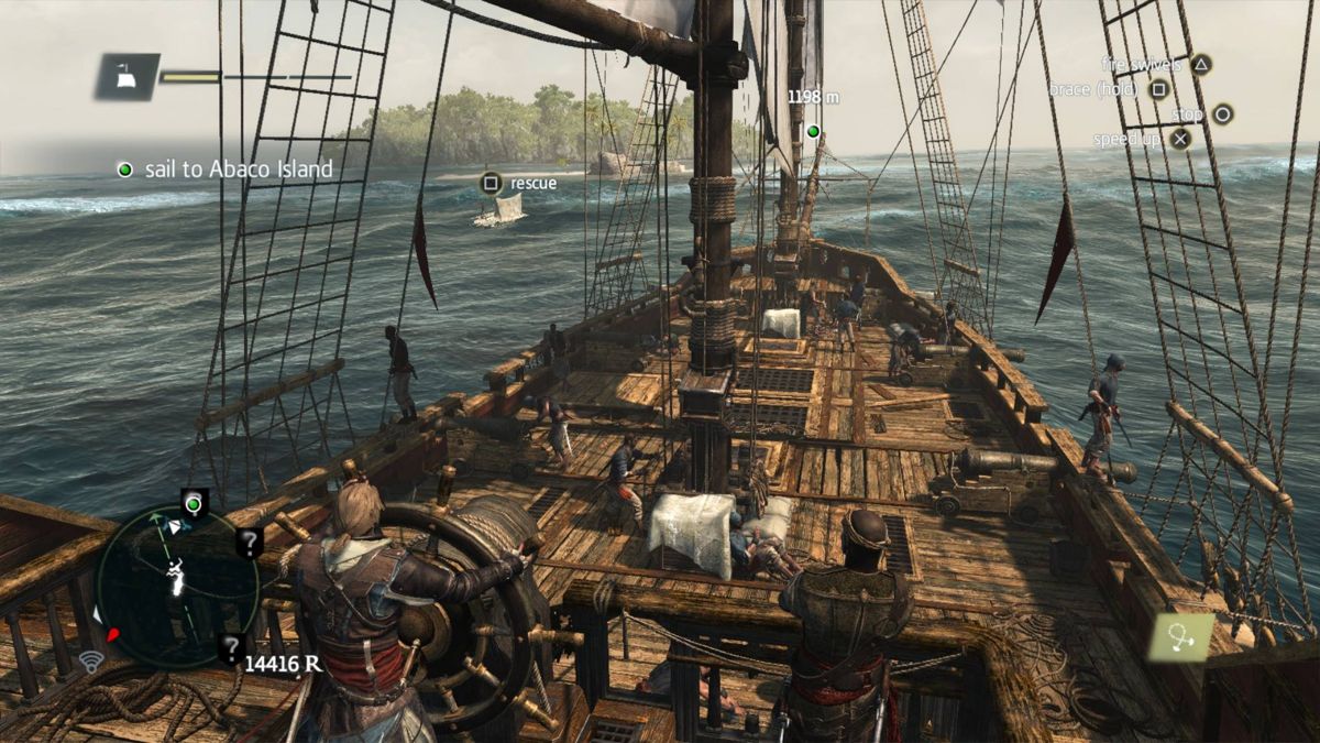 Assassin's Creed IV: Black Flag (PlayStation 4) screenshot: Rescue shipwrecked pirates to add them to your crew.