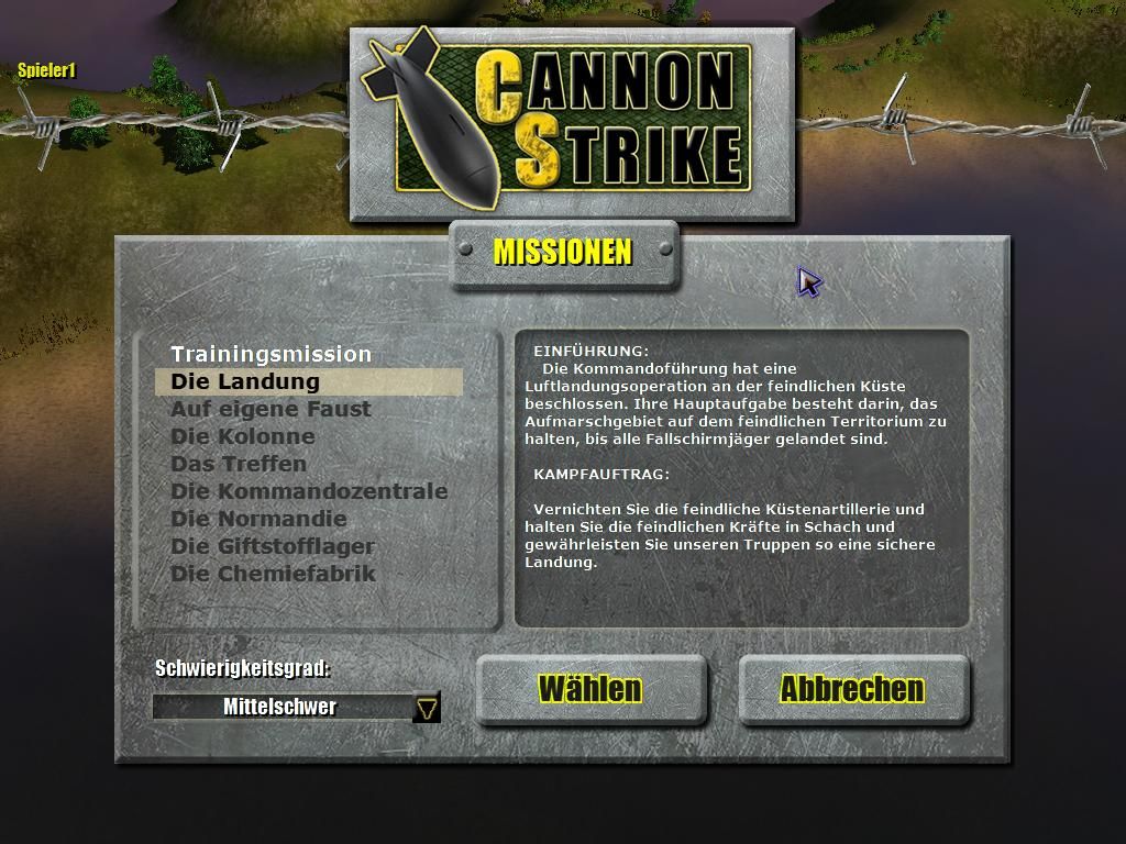 Cannon Strike (Windows) screenshot: Briefing