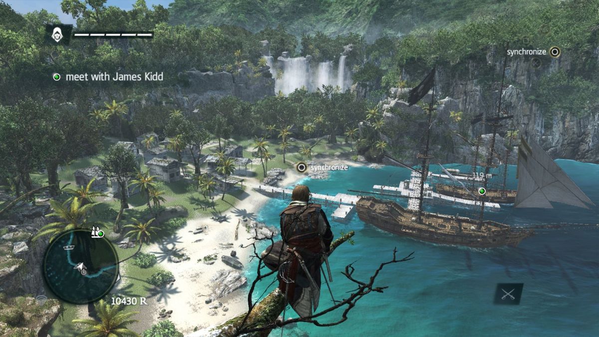 Assassin's Creed IV: Black Flag (PlayStation 4) screenshot: On your base island you'll be able to build various structures and other things similar to Assassin's Creed III.