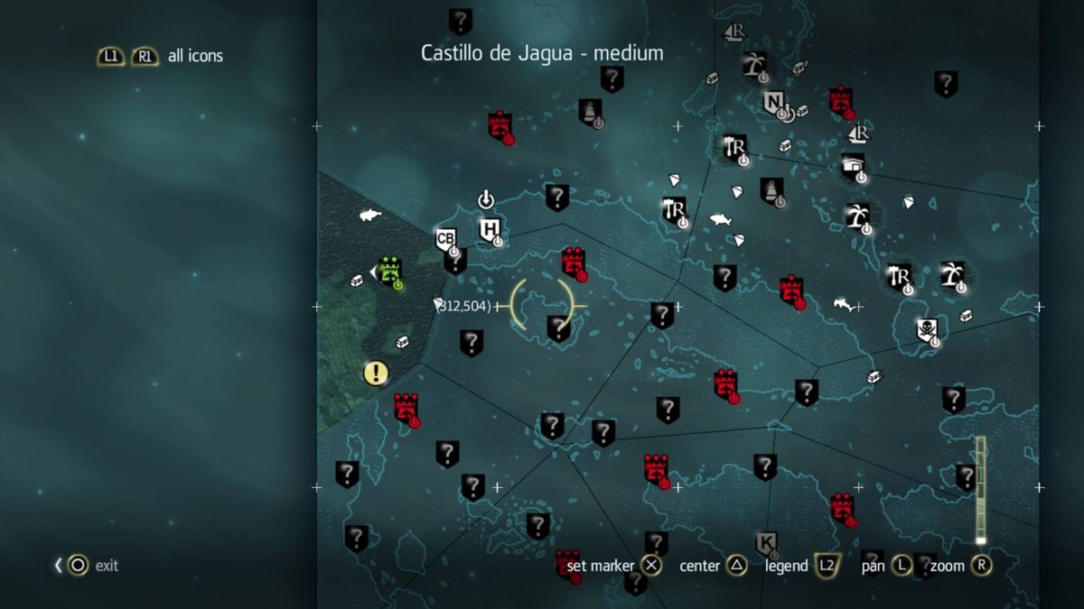 Assassin's Creed IV: Black Flag (PlayStation 4) screenshot: World map.