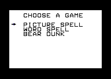 Stickybear: Spellgrabber (Commodore 64) screenshot: Main Menu