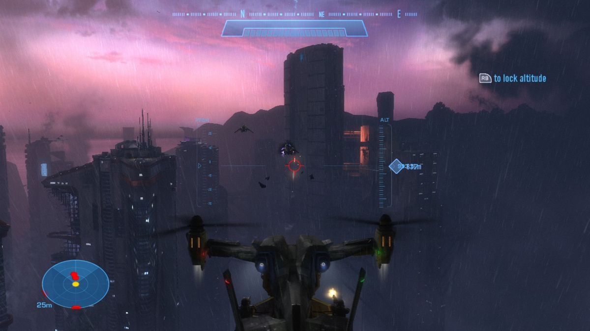 Halo: Reach (Xbox 360) screenshot: Take out any incoming aircraft as you move toward your mission goal.