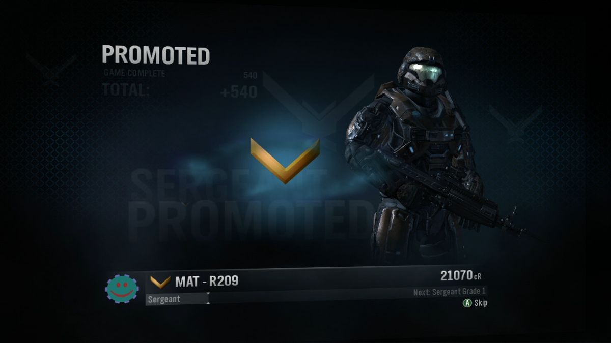Halo: Reach (Xbox 360) screenshot: Earning promotions.