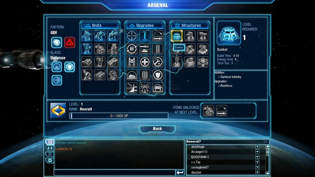 Command & Conquer 4: Tiberian Twilight (Windows) screenshot: Your arsenal depends on the rank you carry.