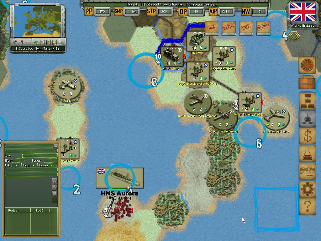 Strategic War in Europe (Windows) screenshot: Units in Italy
