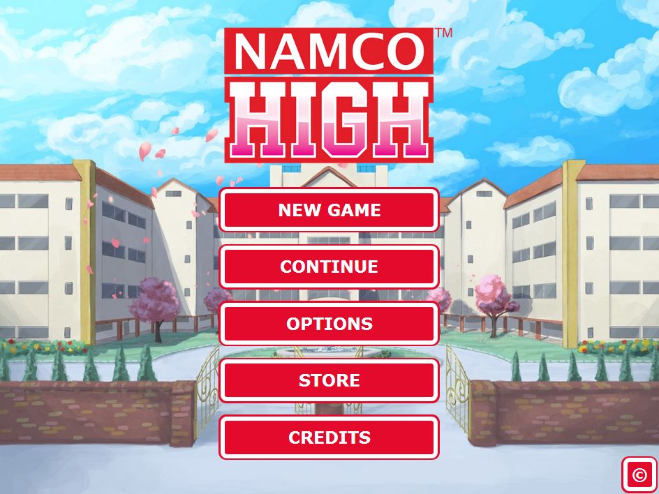 Namco High (Browser) screenshot: Title screen, with continue