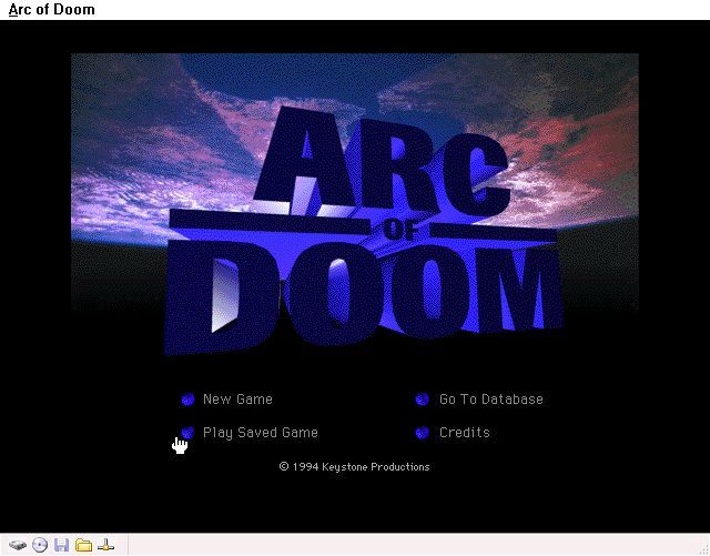 Arc of Doom (Windows 3.x) screenshot: The game's main menu