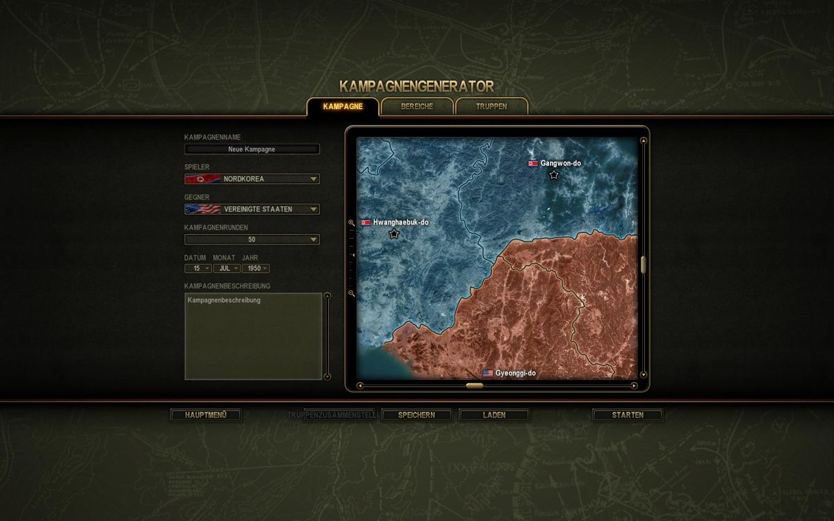 Theatre of War 3: Korea (Windows) screenshot: Campaign Generator