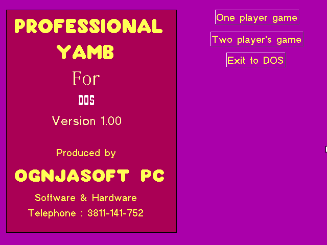 Professional Yamb (1992) - MobyGames
