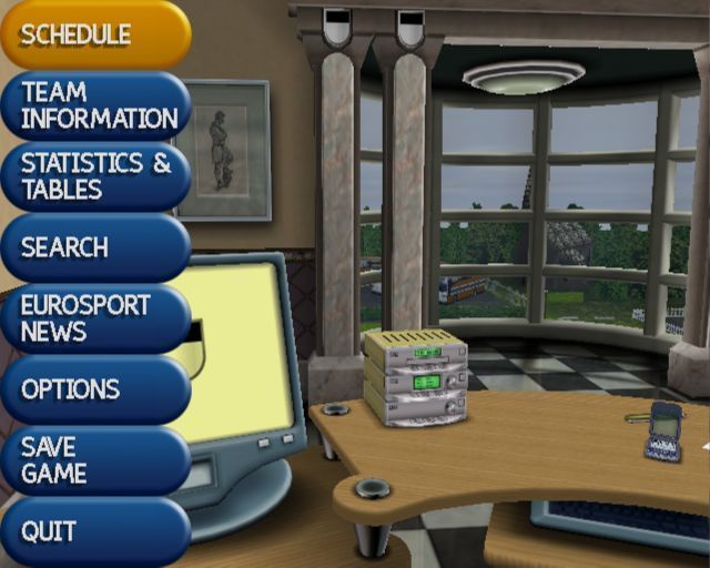 Premier Manager: 2002/2003 Season (PlayStation 2) screenshot: The manager's menu is accessed via the R1 button