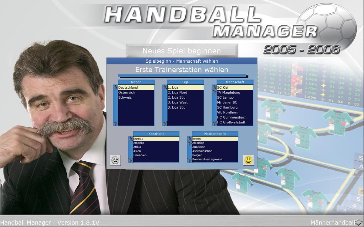 Handball Manager 2005-2006 (Windows) screenshot: choose your team