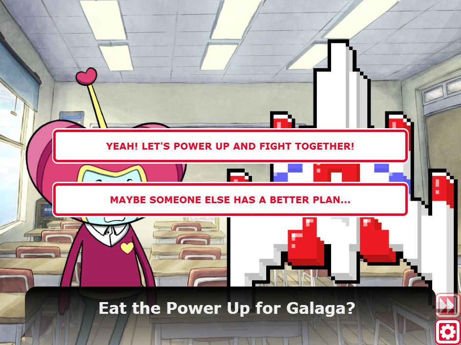 Namco High (Browser) screenshot: It might be good to team up with your would-be paramour...