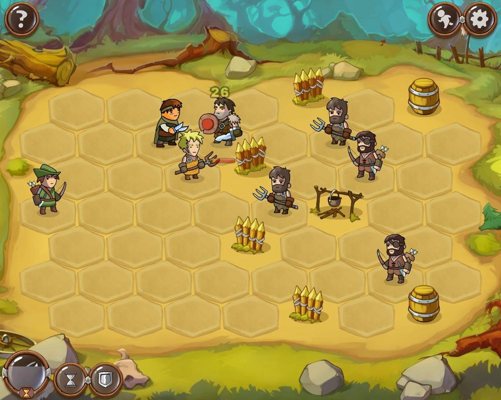 Braveland (Windows) screenshot: Combat - Fighting against the bandit's mini-boss and his minions.