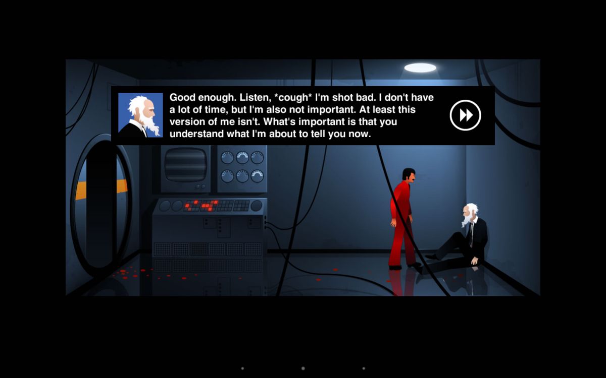 The Silent Age: Episode One (Android) screenshot: Conversation with the time traveler