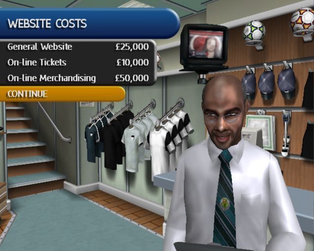 Premier Manager: 2002/2003 Season (PlayStation 2) screenshot: The Commercial manager will take care of the website, mascot and sales. There's also a youth manager, assistant coach, goalkeeping coach, physio and other assistants