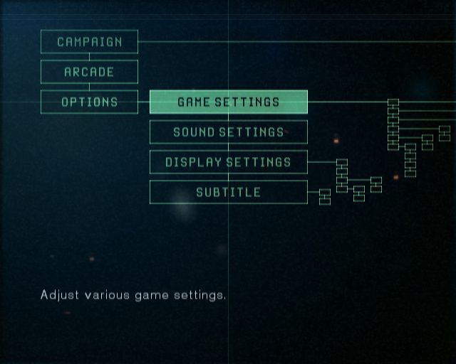 Screen capture of the game settings menu displaying the five