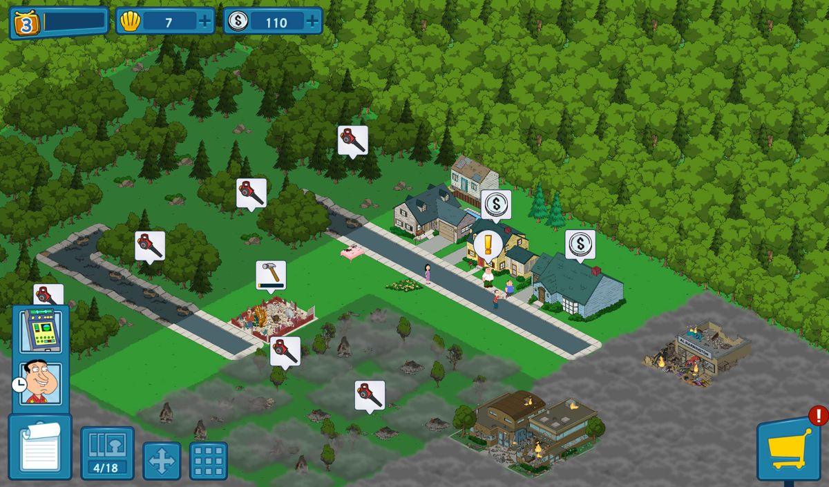 Family Guy: The Quest for Stuff (Android) screenshot: Zoomed out view