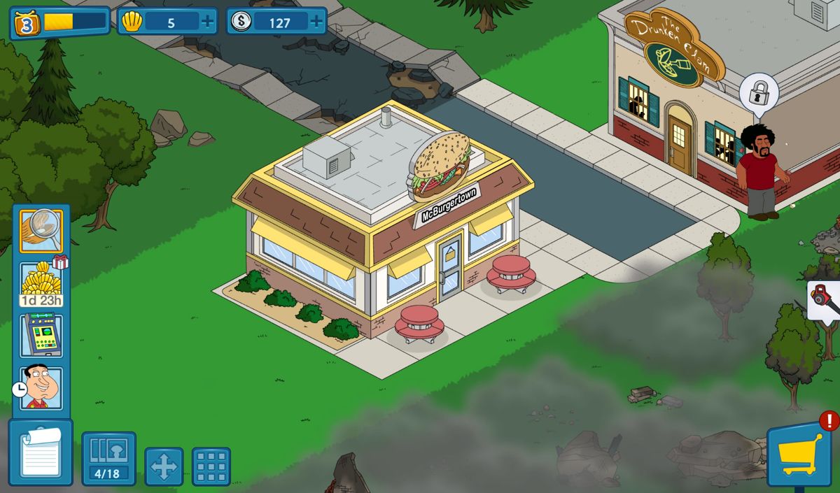 Family Guy: The Quest for Stuff (Android) screenshot: You constructed McBurgertown.