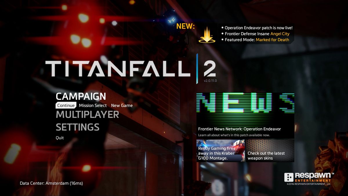 Titanfall 2 (Windows) screenshot: Main menu