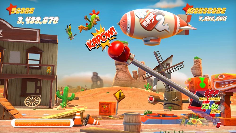 Joe Danger (Xbox 360) screenshot: Chicken Man Flys