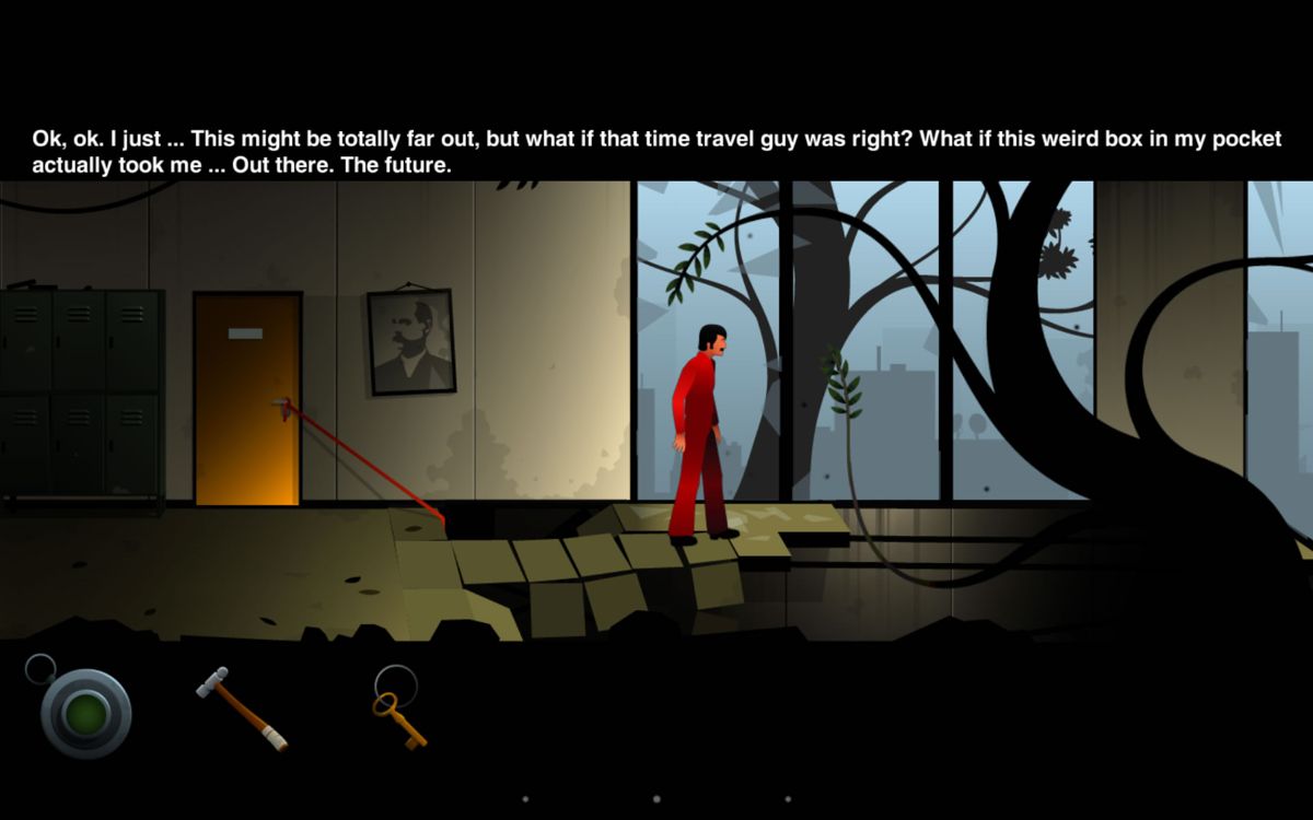 The Silent Age: Episode One (Android) screenshot: Joe walks through the abandoned building.