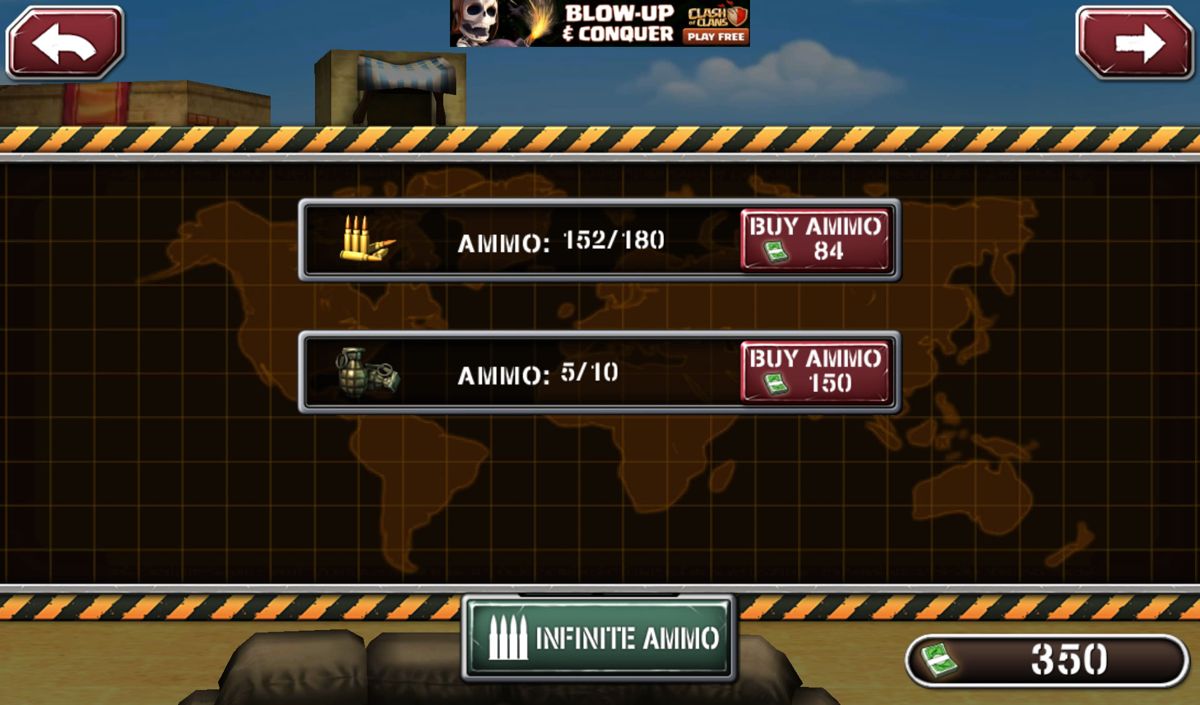 Gun Strike 2 (Android) screenshot: You need to replenish ammo after every mission, even if you failed it.